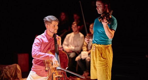 Musicians on stage for Java Dance Theatre's production of Chocolate at the Spiegelfest