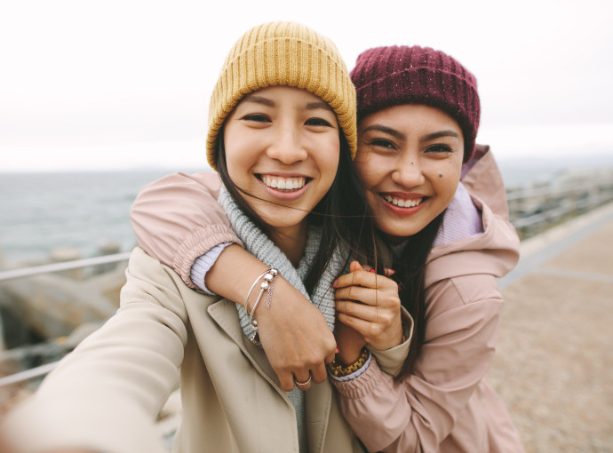 Two students at beach
