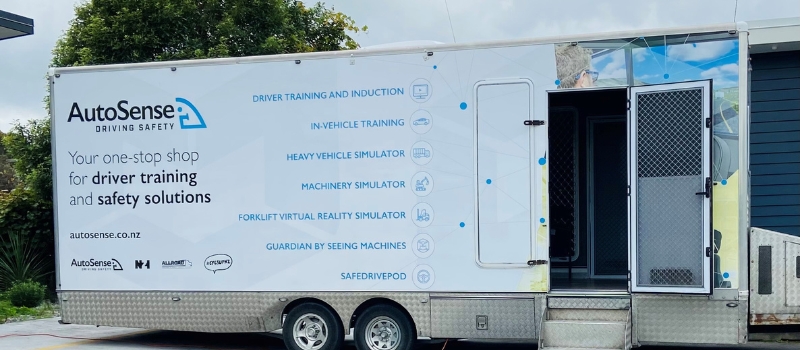 The AutoSense trailer which houses the heavy vehicle simulator 