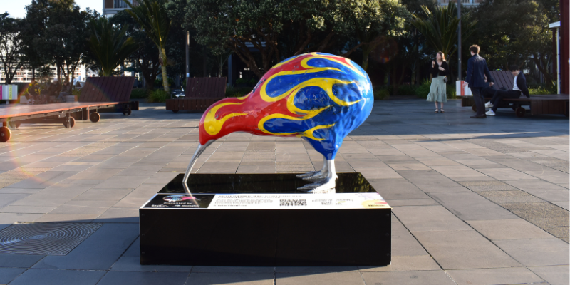 Kiwi sculpture on display