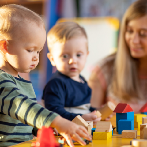 Children playing with blocks